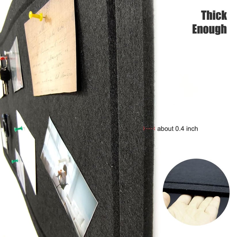 Gihunk 32"x16"Large Black Cork Board with 50 Push Pins, Black Cork Bulletin Board Felt Pin Board for Paste Notes, Photos, Schedules, for School, Home & Office - Image 5